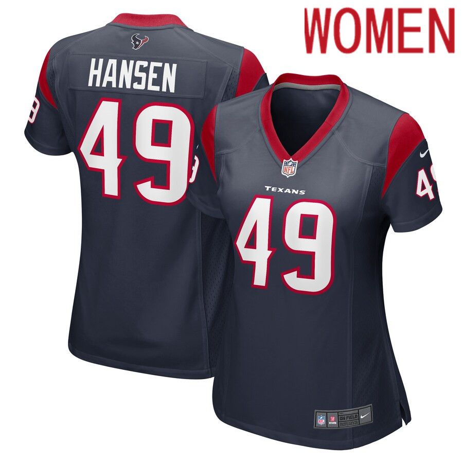 Women Houston Texans #49 Jake Hansen Nike Navy Game Player NFL Jersey->women nfl jersey->Women Jersey